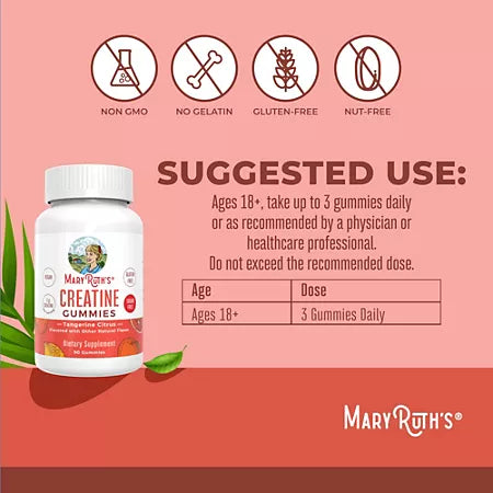 MARYRUTH'S Creatine Gummies - Tangerine Citrus (90 Gummies)