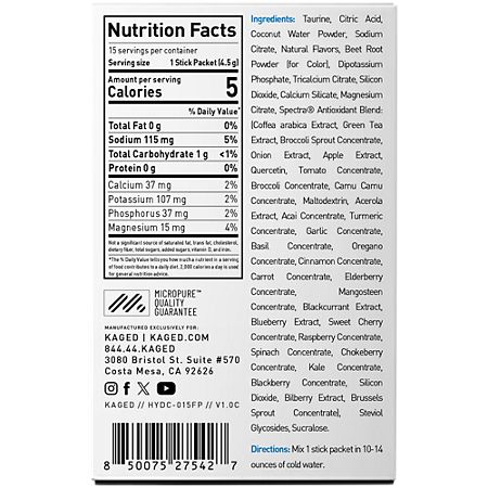 케이지드 하이드라차지 데일리 전해질 프룻 펀치 15 스틱 – 전해질 기반 수분 보충 믹스