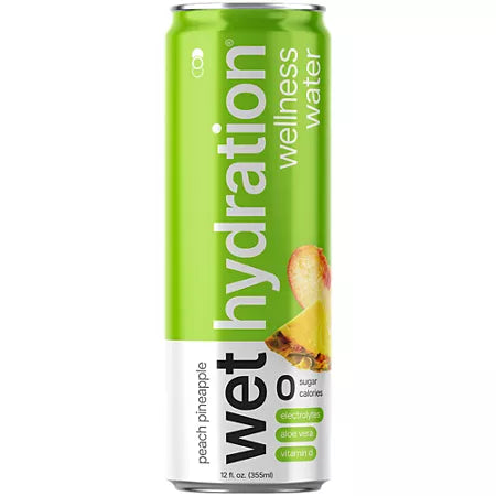 웻 하이드레이션 웰니스 워터 피치 파인애플 12 fl. oz., 12 병 – 수분 보충 웰니스 음료