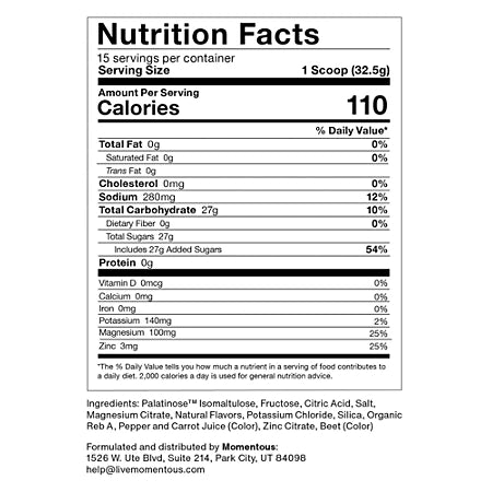 모멘터스 퓨얼 망고 17.2 oz., 15 Servings – 에너지와 수분 보충을 위한 퍼포먼스 파우더