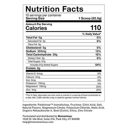 모멘터스 퓨얼 스트로베리 라임 17.1 oz., 15 Servings – 에너지·하이드레이션 파우더