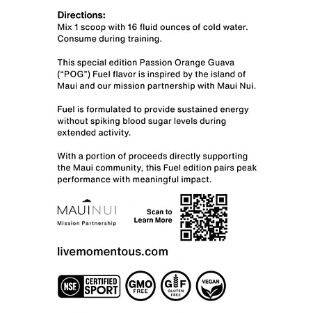 모멘터스 퓨얼 패션 오렌지 구아바 17.5 oz., 15 Servings – 에너지·하이드레이션 파우더