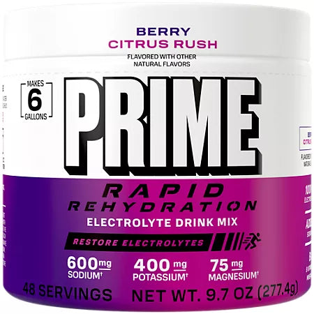 프라임 래피드 하이드레이션 전해질 믹스 베리 시트러스 러시 48 Servings – 전해질 파우더