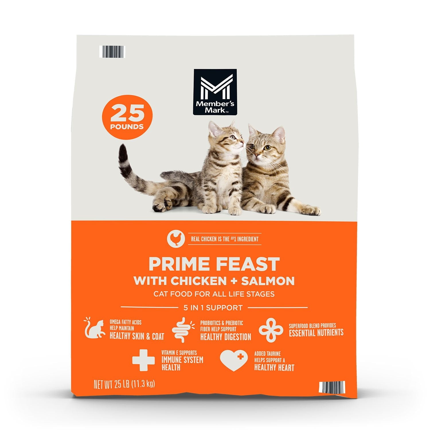 멤버스마크 프라임 피스트 치킨+연어 건식 고양이 사료 25lb – 피부·모질·면역·소화 건강