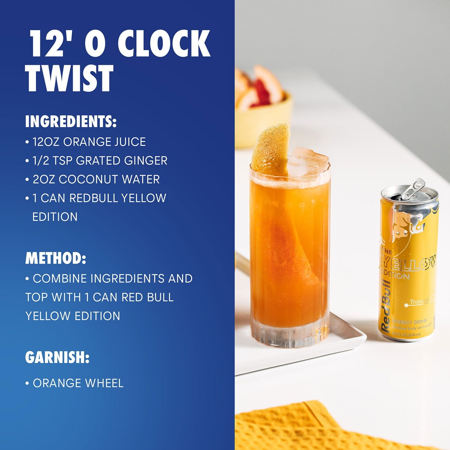 레드불 에너지 드링크 옐로우 에디션 12 fl. oz., 24 pk. – 트로피컬 계열 풍미의 에너지 음료