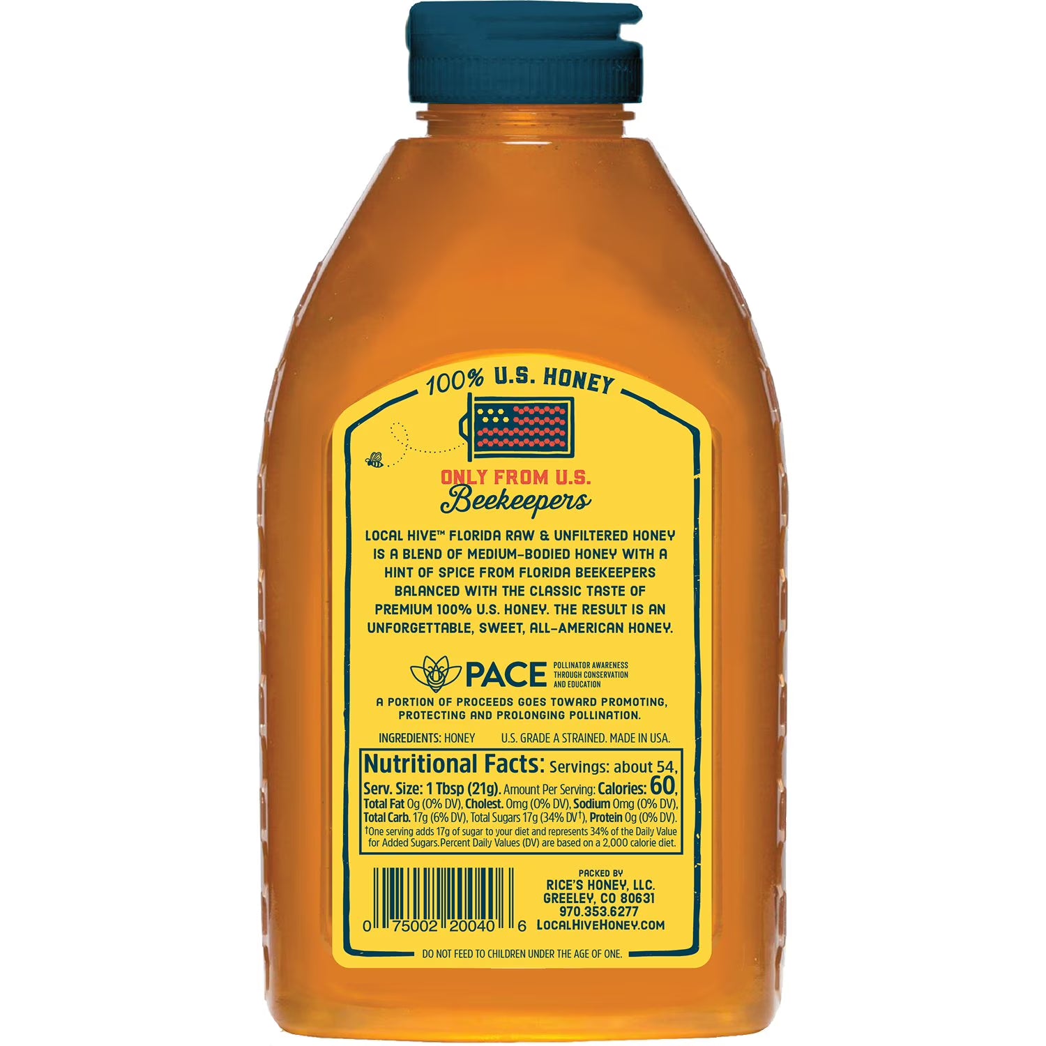 로컬 하이브 플로리다 생(raw) 비가열 벌꿀 40 oz – 정제되지 않은 천연 허니
