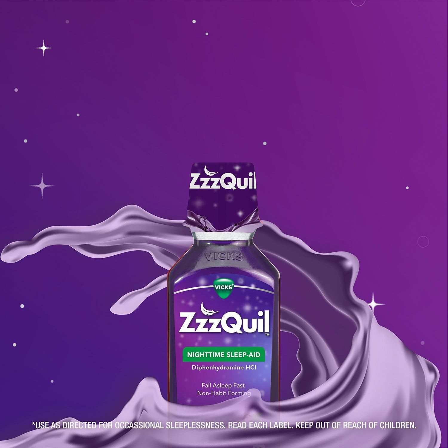 지즈퀼 나이트타임 수면 보조 액상 – 빠른 수면·불면 완화, 베리맛 12oz x 3개