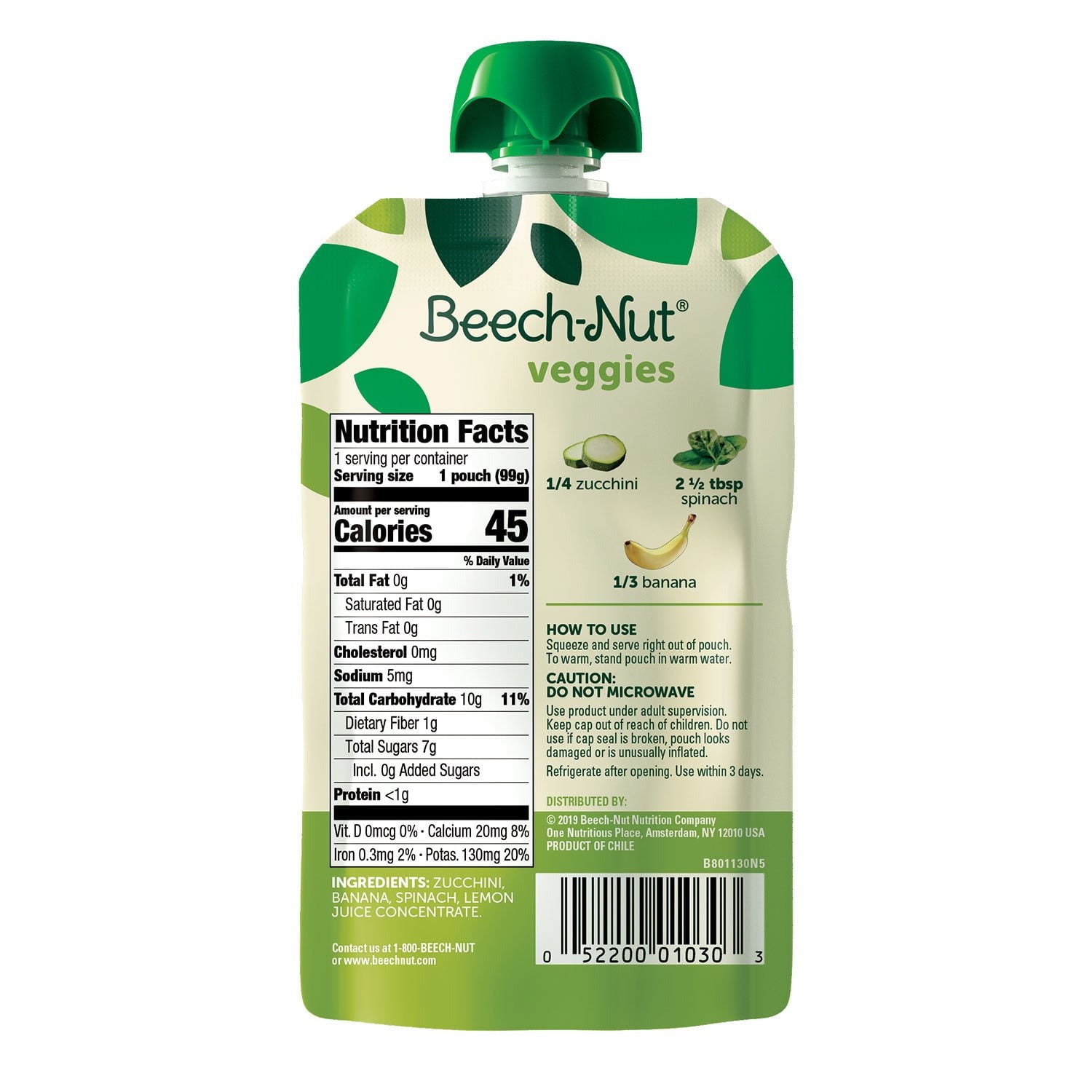 비치넛 베지&프루티스 스테이지2 파우치 3.5oz × 18팩 — 채소·과일 혼합 이유식