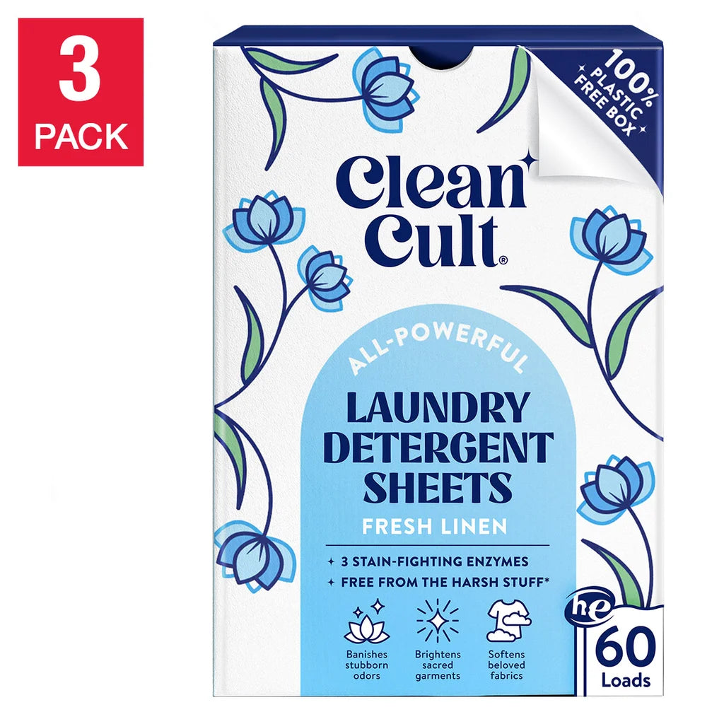 Clean Cult Laundry Detergent Sheets Fresh Linen 180 Sheets / 180 Washes ...