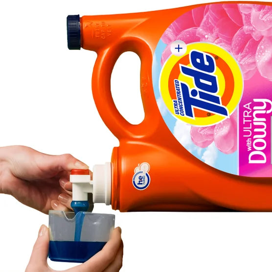 타이드 플러스 울트라 다우니 액체 세탁세제 128 fl oz / 100회 – 강력 세정과 상쾌한 향