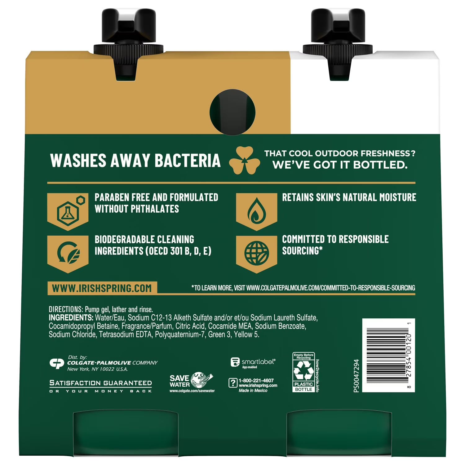 아이리쉬 스프링 남성용 바디워시 오리지널 클린 30 fl. oz., 2 pk. – 상쾌한 향과 깔끔한 세정감이 특징인 데일리 바디워시