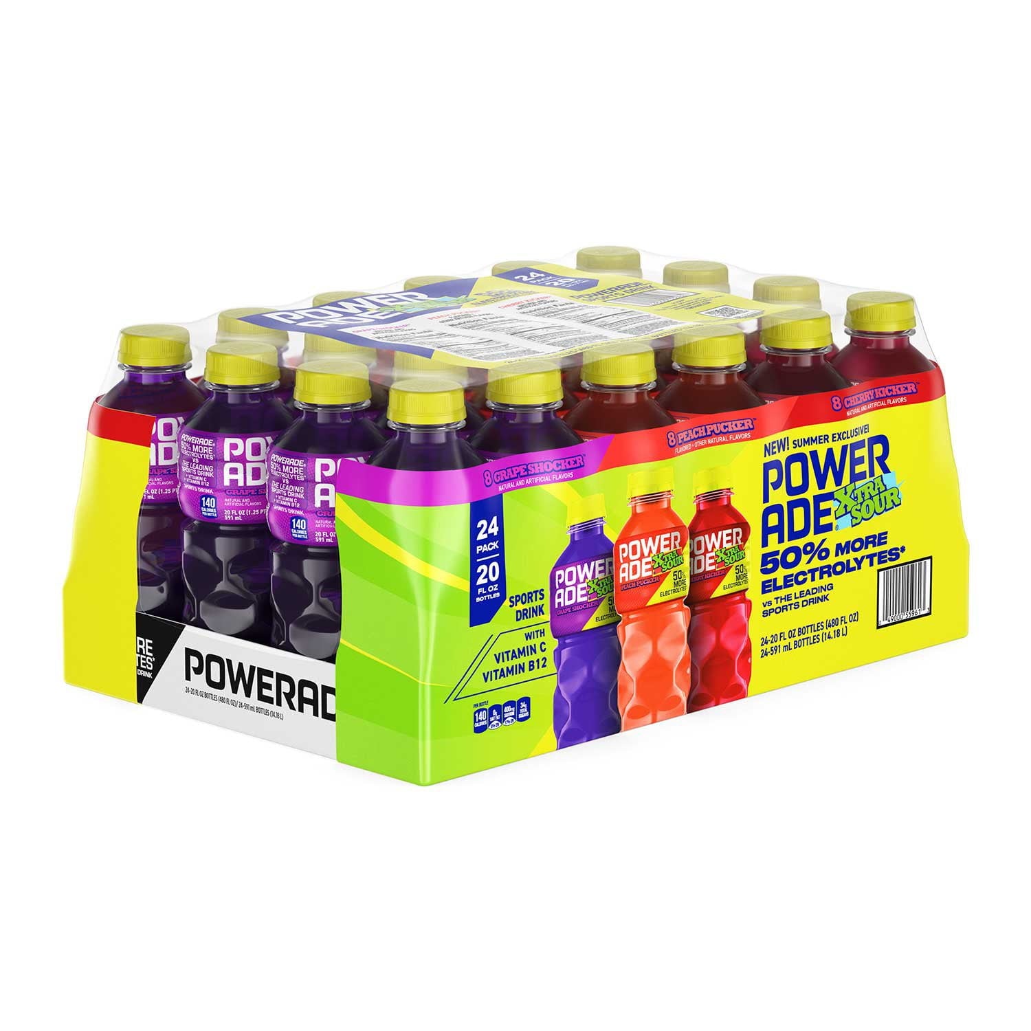 파워에이드 엑스트라 사워 스포츠 드링크 버라이어티 팩 20 fl. oz., 24 pk. – 강한 신맛 계열 플레이버 구성