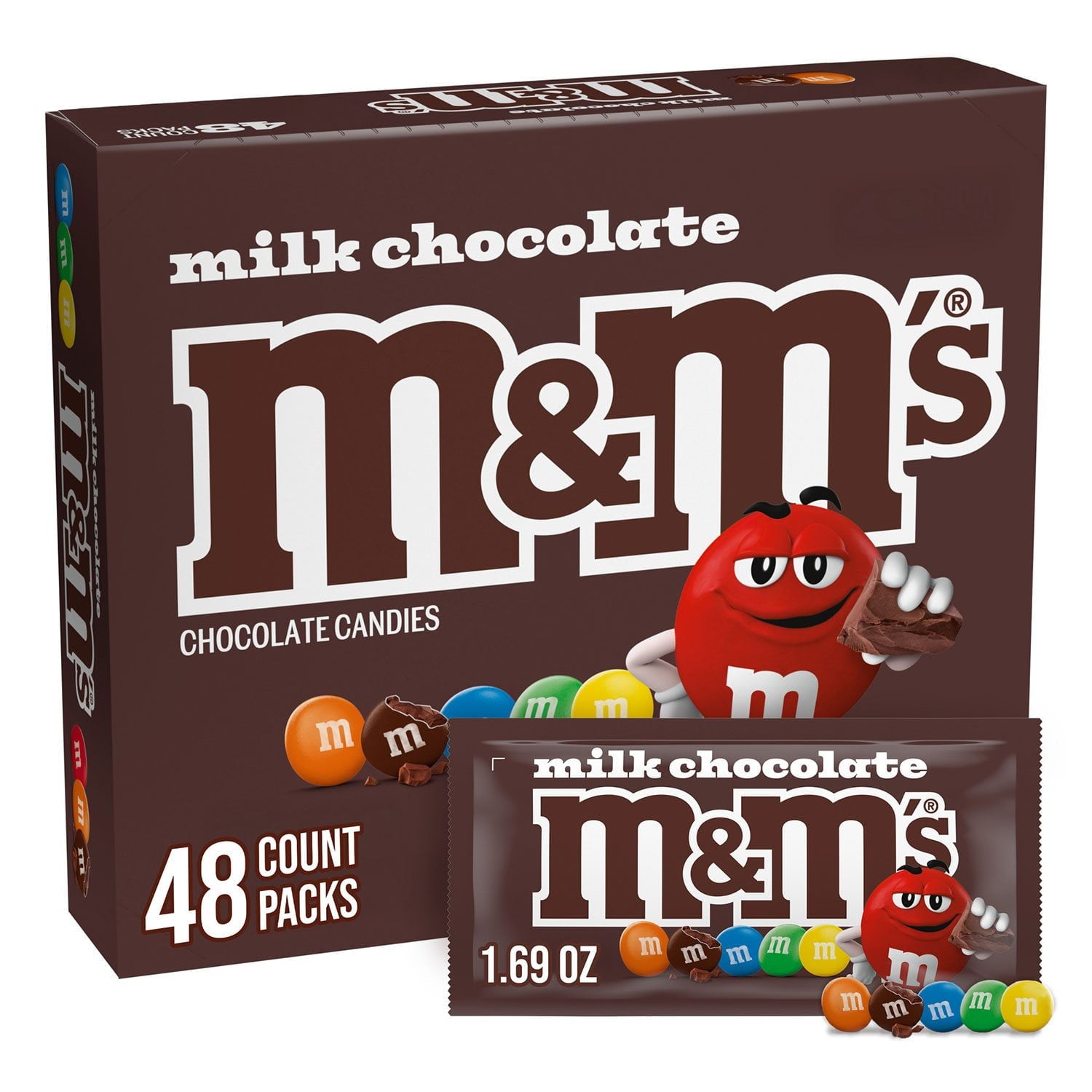 엠앤엠 밀크 초콜릿 풀사이즈 1.69oz × 48팩 – 클래식 M&M 초콜릿, 대용량