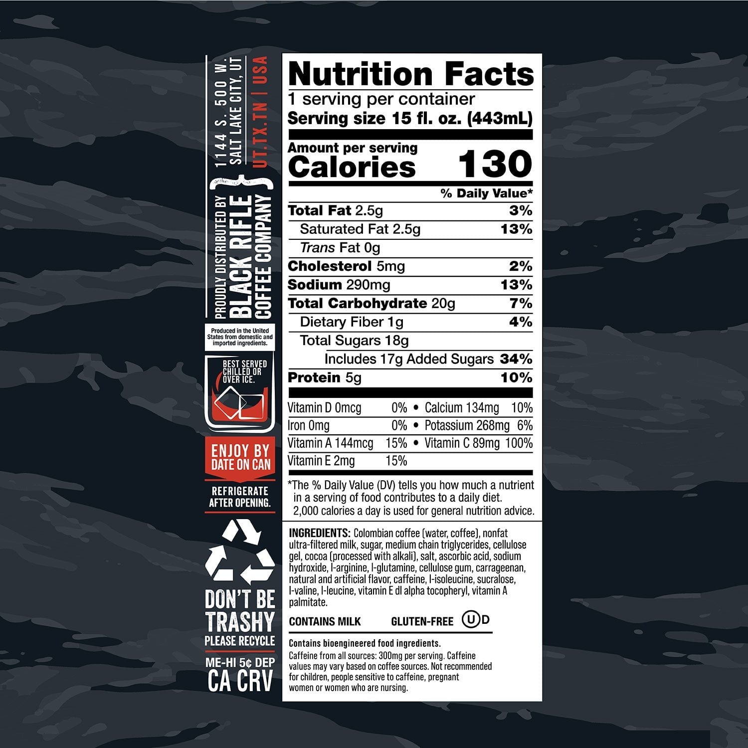 블랙 라이플 커피 에스프레소 모카 300 15 fl oz × 12 – 초콜릿 풍미의 고카페인 커피