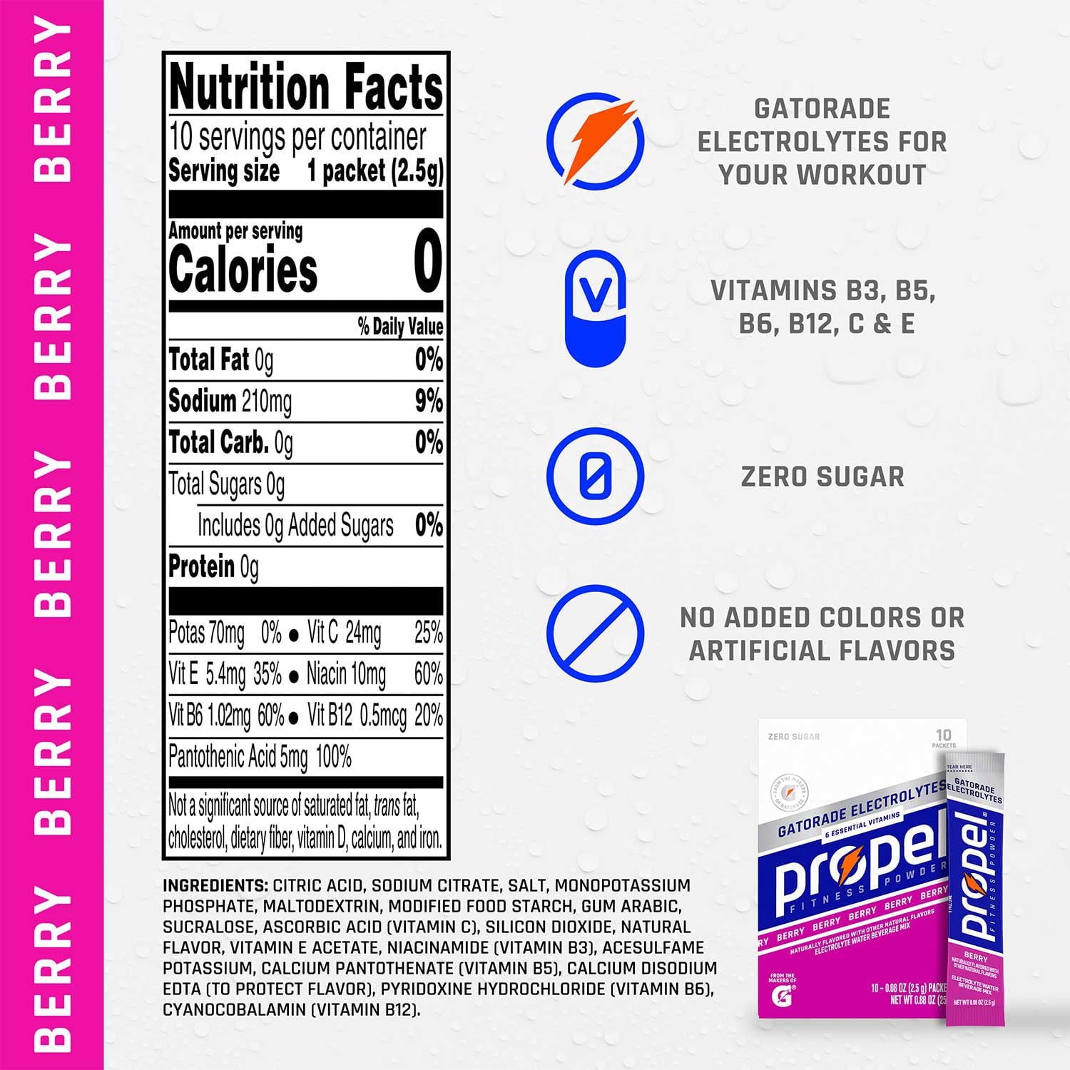 프로펠 파우더 버라이어티 팩 0.08 oz., 40 pk. – 물에 타서 마시는 파우더 타입 음료 믹스 구성