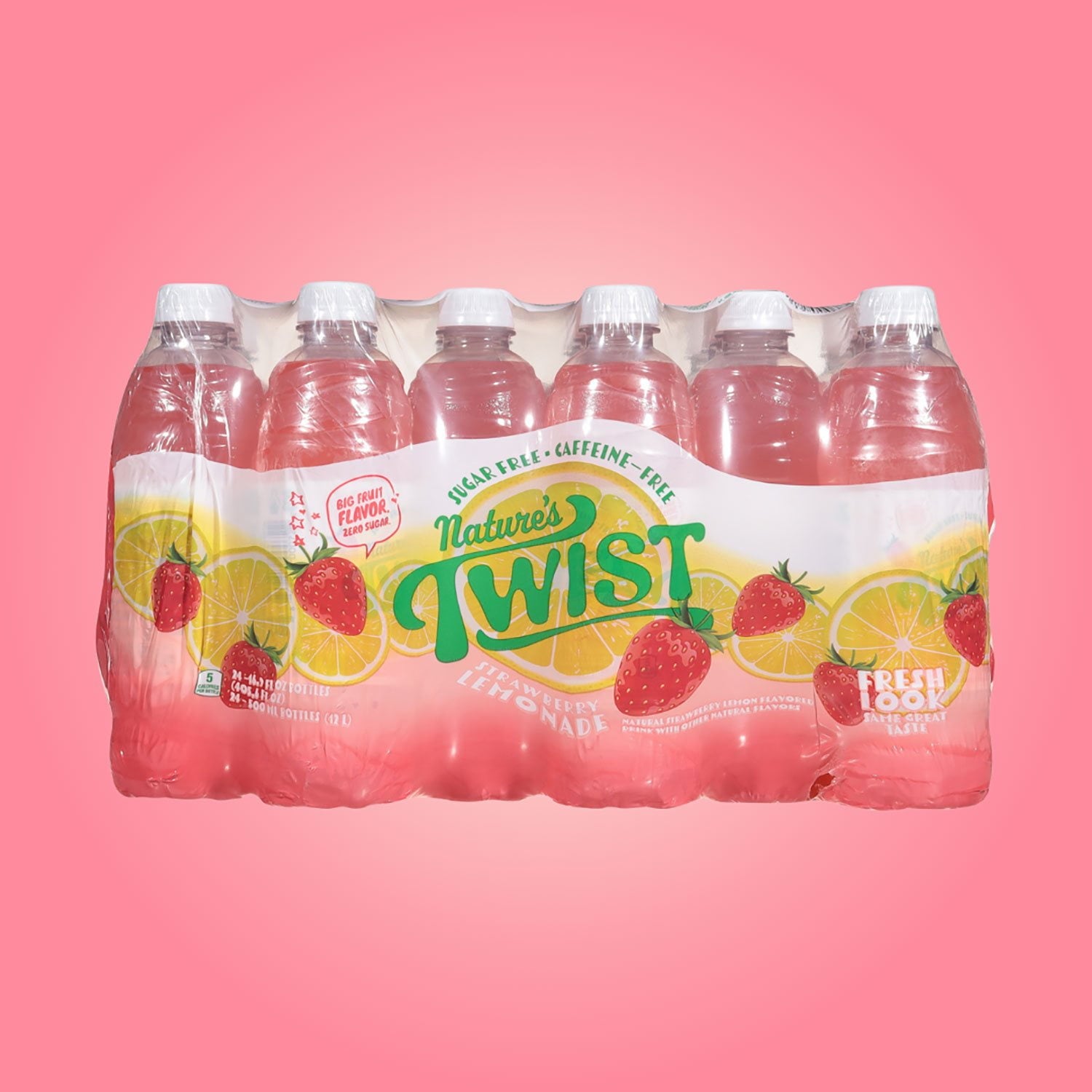 네이처스 트위스트 무설탕 스트로베리 레몬 16.9 fl. oz × 24 – 무칼로리 음료