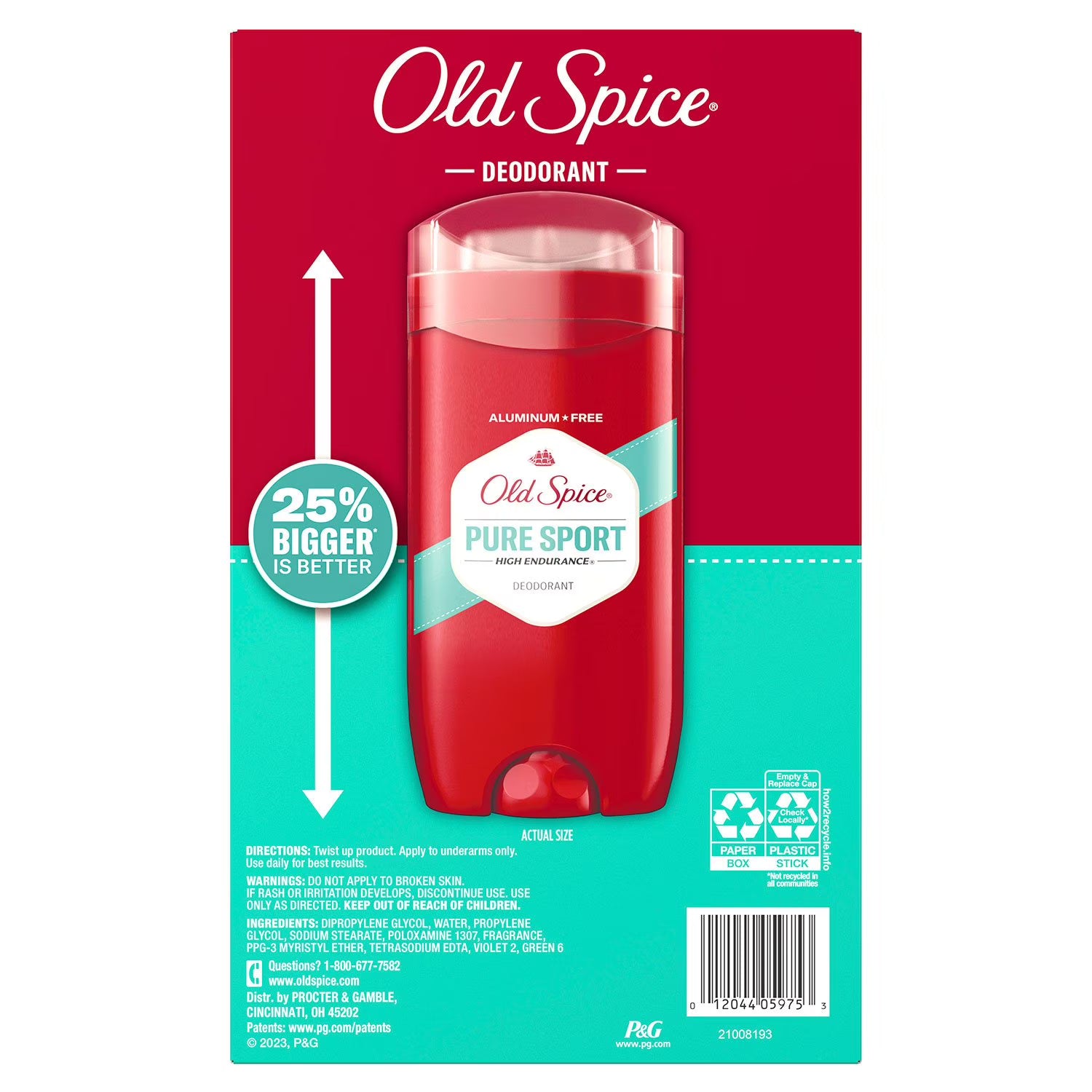 올드 스파이스 하이 엔듀런스 데오드란트 퓨어 스포츠 3.0 oz, 5 pk – 최대 48시간 지속되는 땀·체취 차단으로 상쾌한 스포츠 향 유지