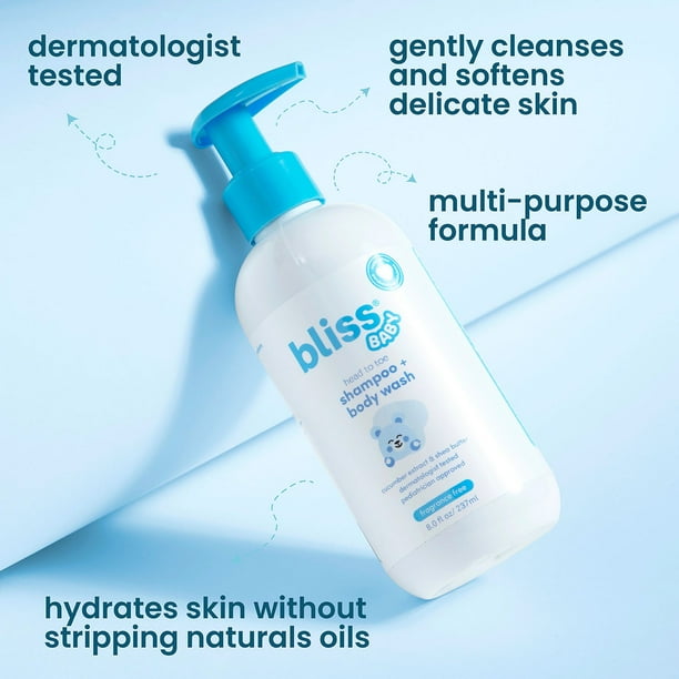 블리스(Bliss) 베이비 배스 번들 2-in-1 샴푸+바디워시 & 로션 8oz × 2 — 저자극 보습 케어