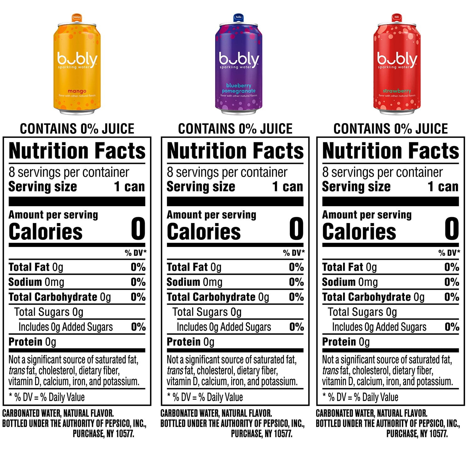버블리 스파클링 워터 버라이어티 팩 12 fl. oz × 24 – 가볍고 상쾌한 과일향 탄산수