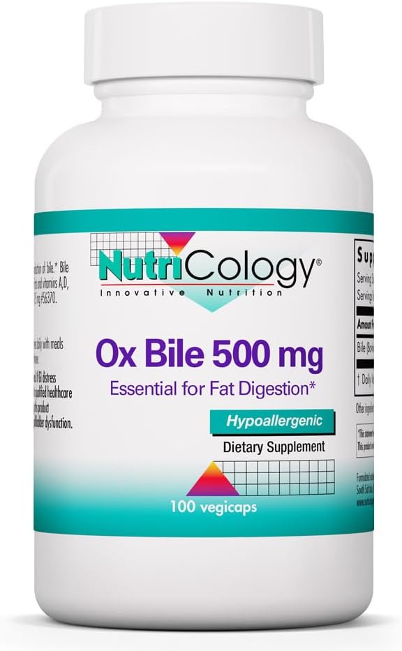 뉴트리콜로지 NutriCology Ox Bile 500mg 농축 담즙산 지방 소화 보충제