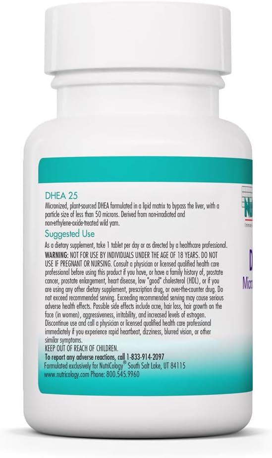 뉴트리콜로지 DHEA 25mg 마이크로나이즈드 리피드 매트릭스 60정 | NutriCology Micronized DHEA