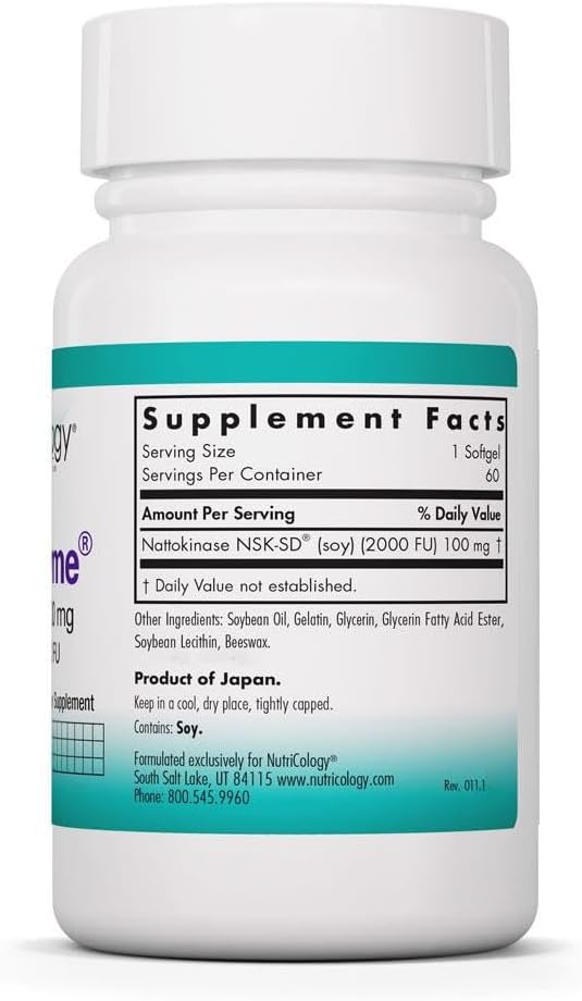 뉴트리콜로지 나토자임 낫토키나제 100mg 2000FU 60소프트젤 – 혈액순환·혈류 건강 관리 | NutriCology NattoZyme