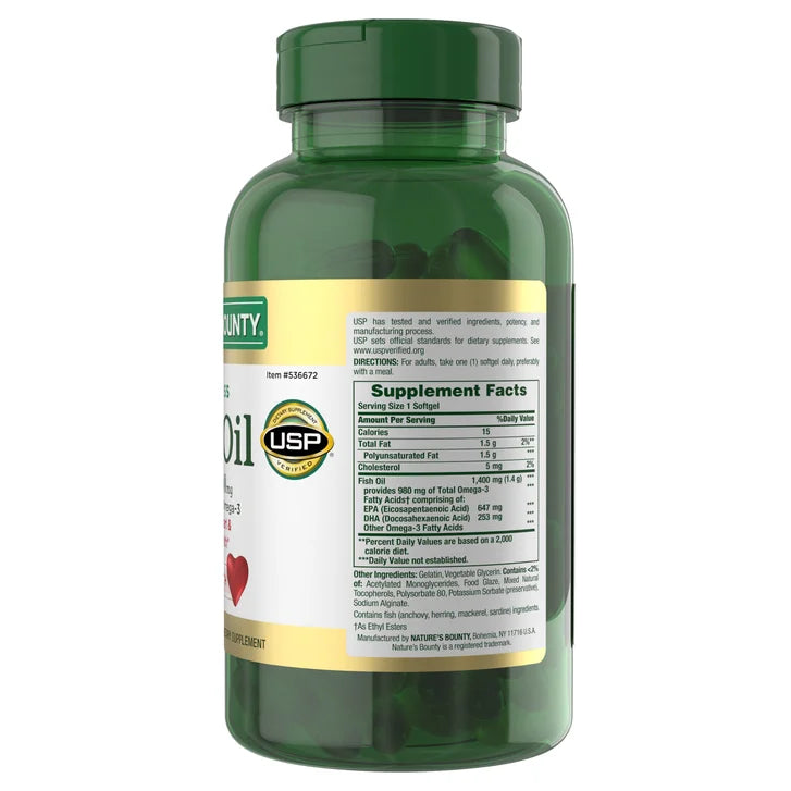 네이처스 바운티 피쉬오일 1400mg – 고함량 오메가3·심혈관 케어, 130소프트젤