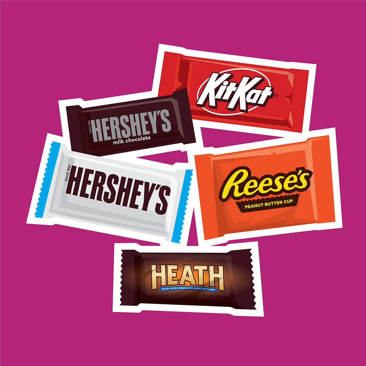 허쉬(HERSHEY'S) 어소티드 초콜릿 팩토리 페이버릿 스낵사이즈 155개 — 인기 스낵 초콜릿 모음