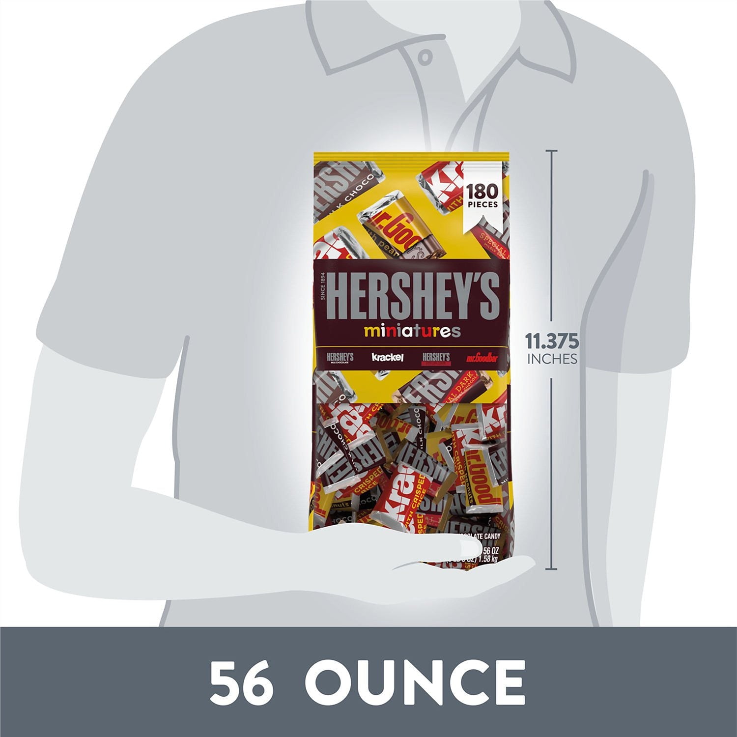 허쉬(HERSHEY'S) 미니어처 초콜릿 버라이어티팩 180개 — 클래식 미니 초콜릿 세트