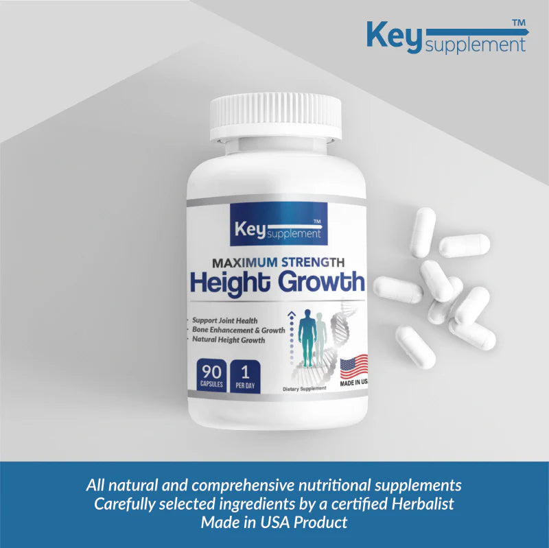 키서플리먼트 하이그로우 키성장 맥시마이저 – 뼈 밀도·관절 강화·자연 키 성장 지원, NON-GMO, 비건, 90캡슐