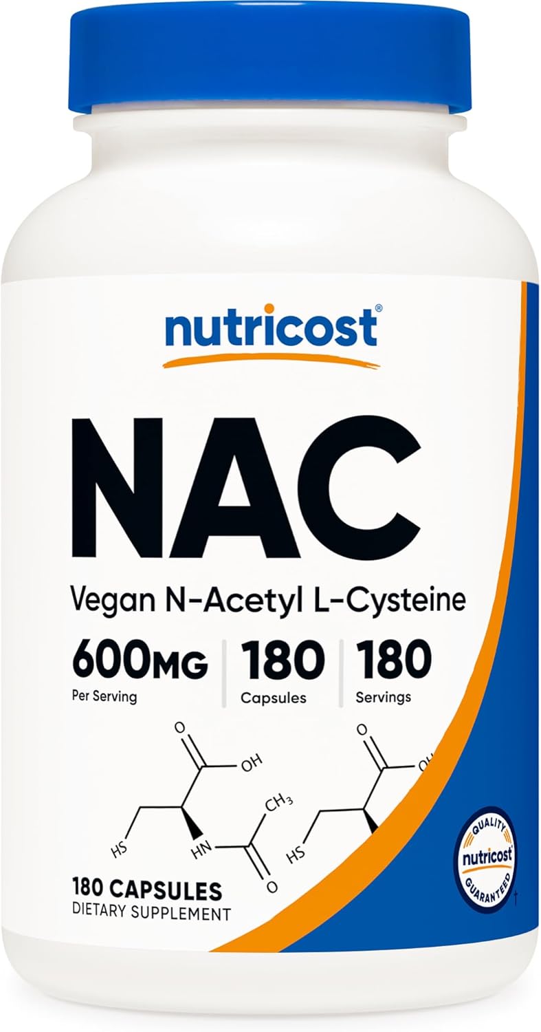 뉴트리코스트 NAC(N-아세틸 시스테인) 600mg 180캡슐 – NON-GMO, 글루텐프리