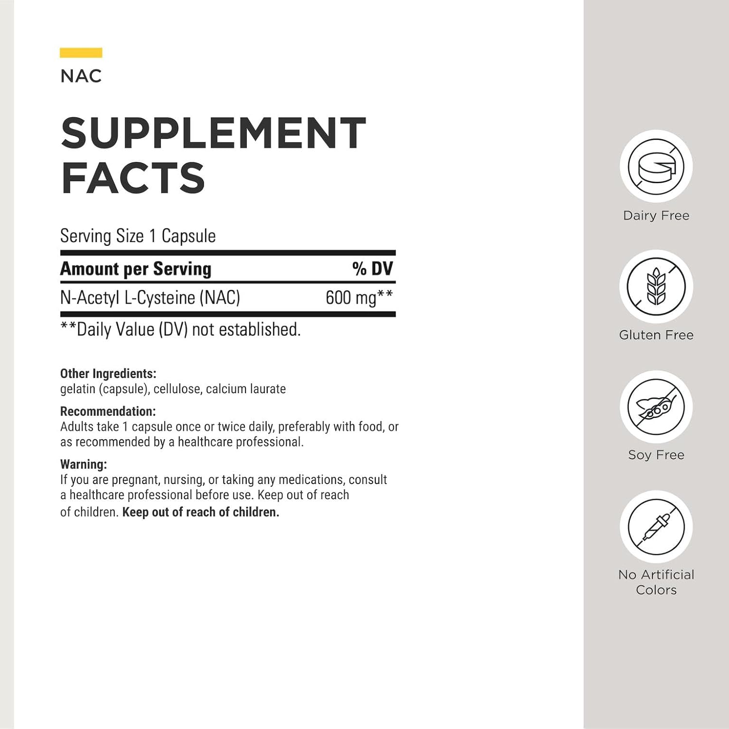 인테그레이티브 테라퓨틱스 NAC 600mg 60캡슐 – 글루타치온 생성·항산화 및 호흡기 건강 관리