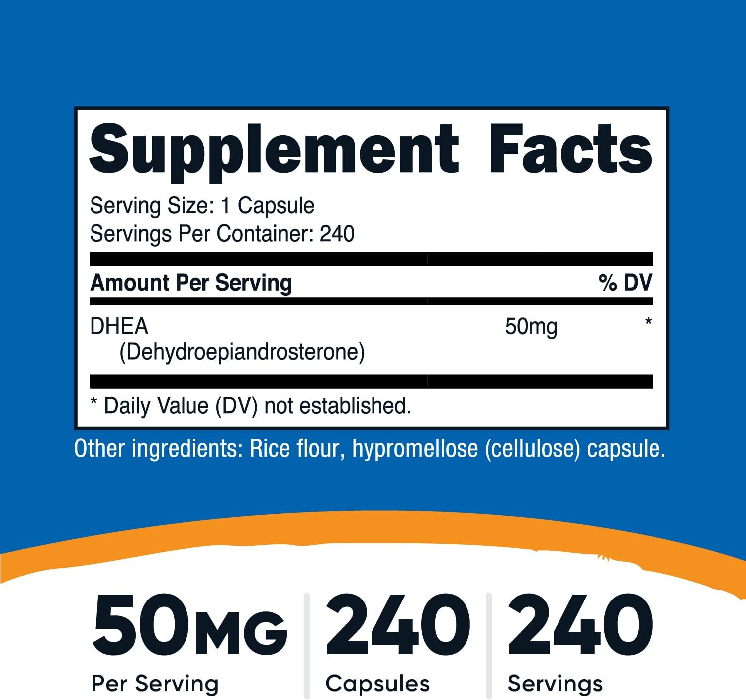 뉴트리코스트 DHEA 50mg 120캡슐·240캡슐 선택 – 중년 활력 및 호르몬 균형 관리