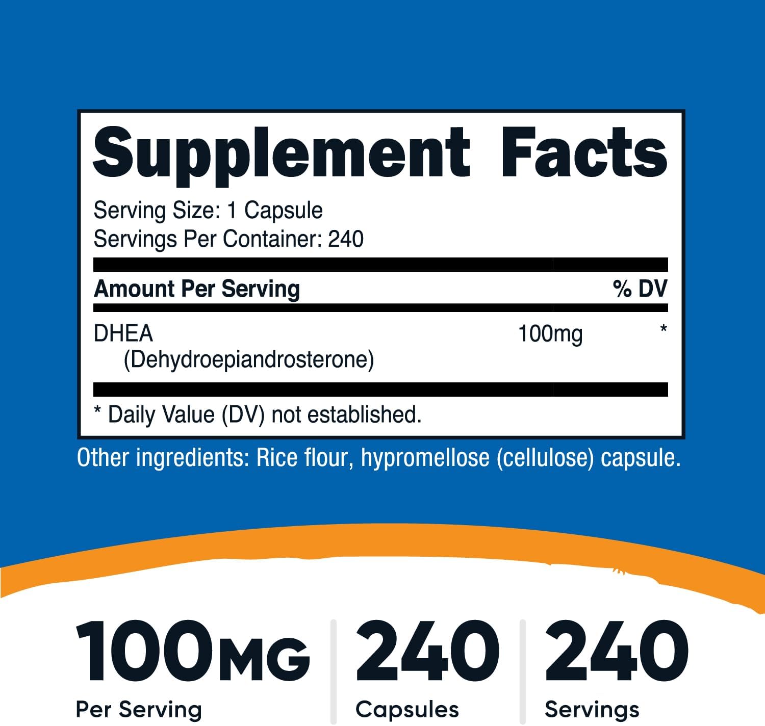 뉴트리코스트 DHEA 100mg 120캡슐·240캡슐 선택 – 고함량 디하이드로에피안드로스테론