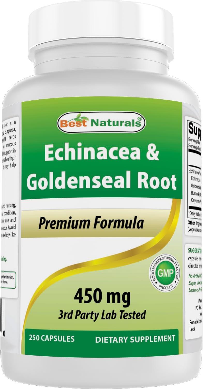 베스트 내추럴스 에키네시아 골든씰 루트 Echinacea Goldenseal 450mg 250캡슐