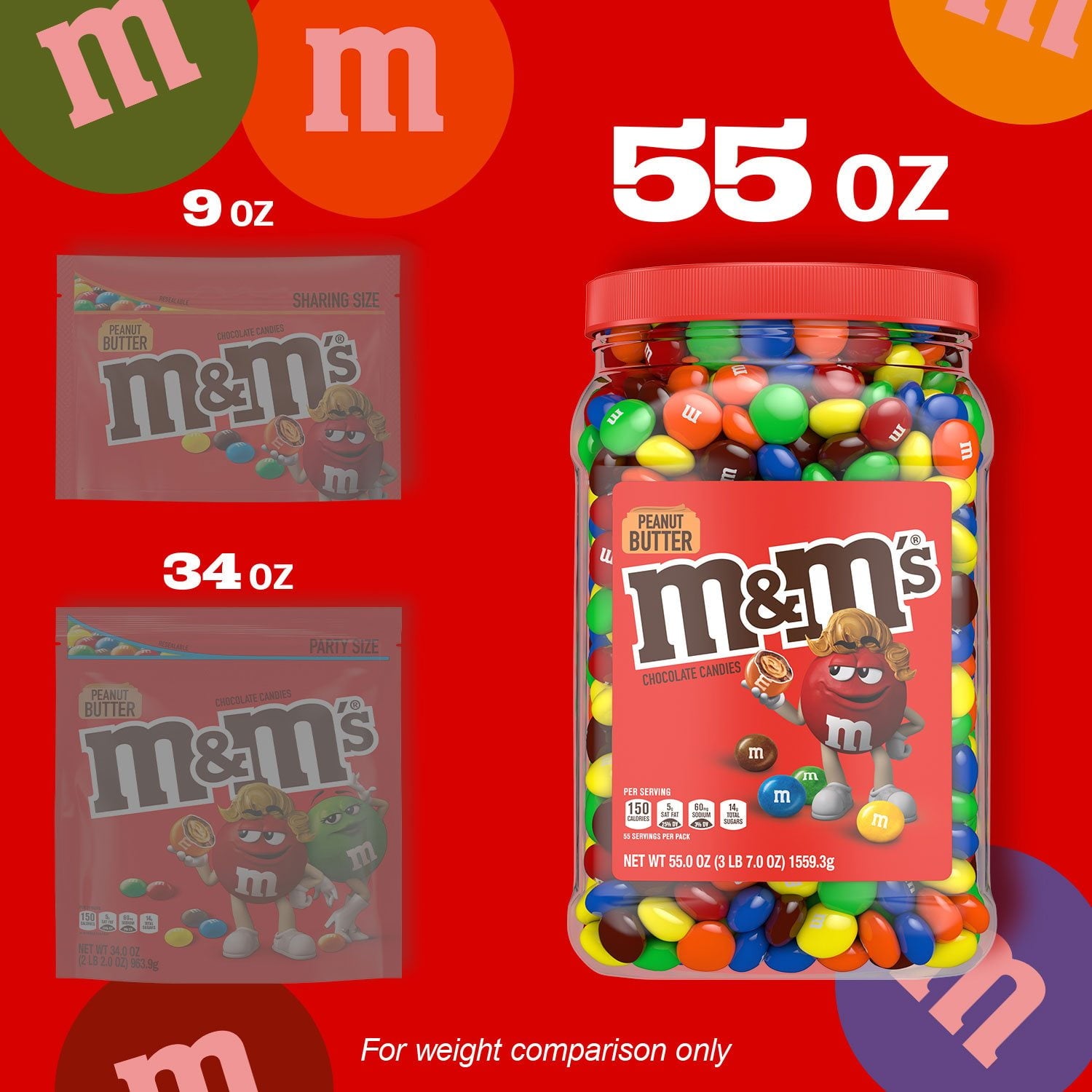엠앤엠 피넛버터 밀크 초콜릿 캔디 55oz — 고소한 피넛버터 코팅 초콜릿