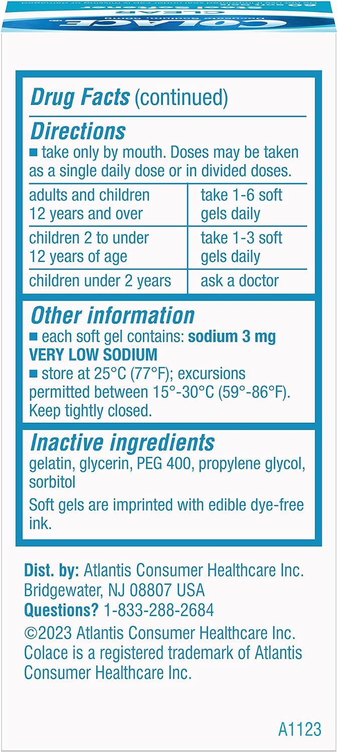 콜레이스 클리어 스툴 소프너 도큐세이트 50mg – 60 소프트젤 – 색소 없는 투명 소프트젤로 변을 부드럽게 해 편안한 배변을 돕는 자극 없는 변 연화제