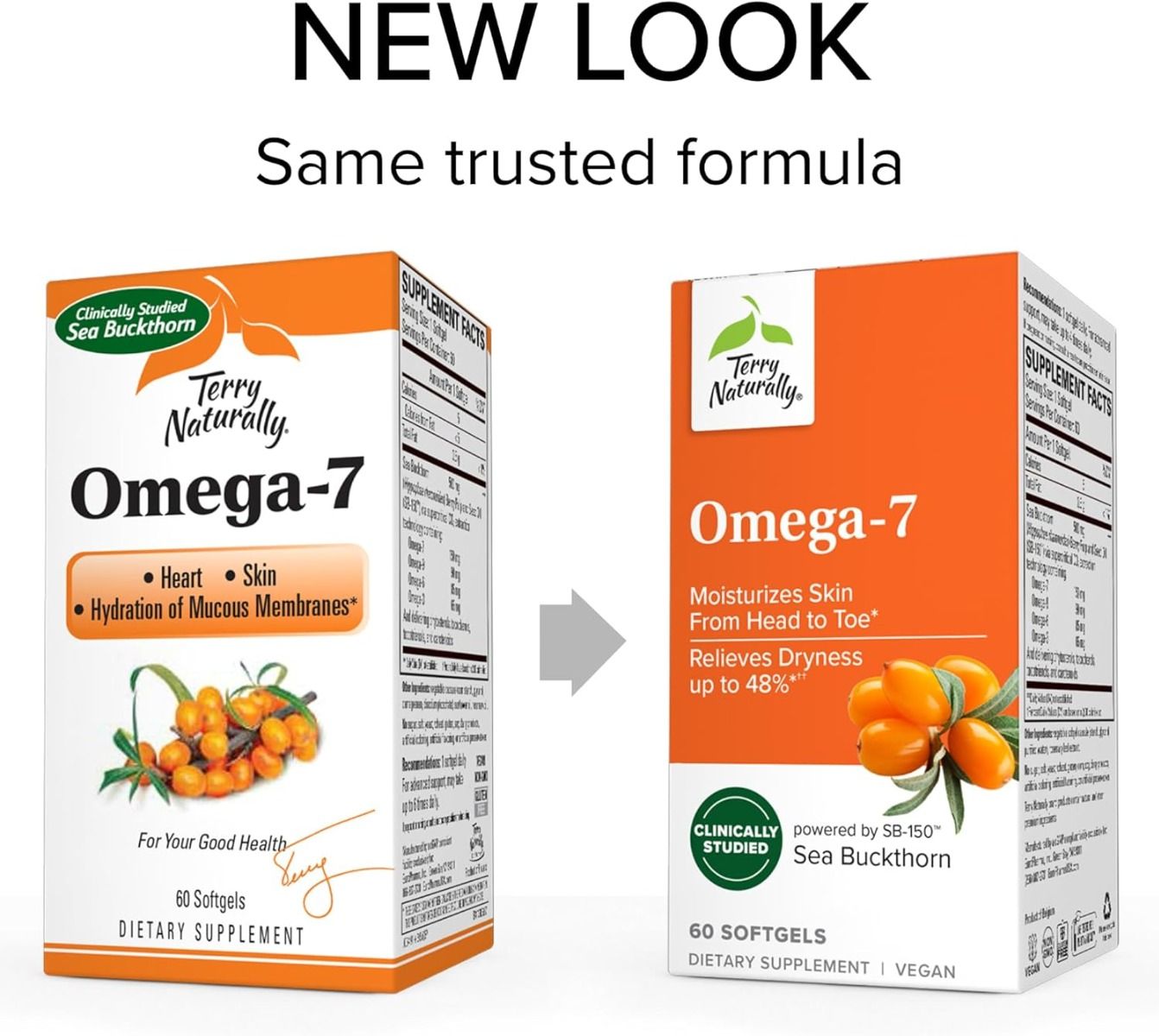 테리 내추럴리 오메가-7 500mg – 60 소프트젤 – 점막 보습·지질 대사·대사 건강 보조