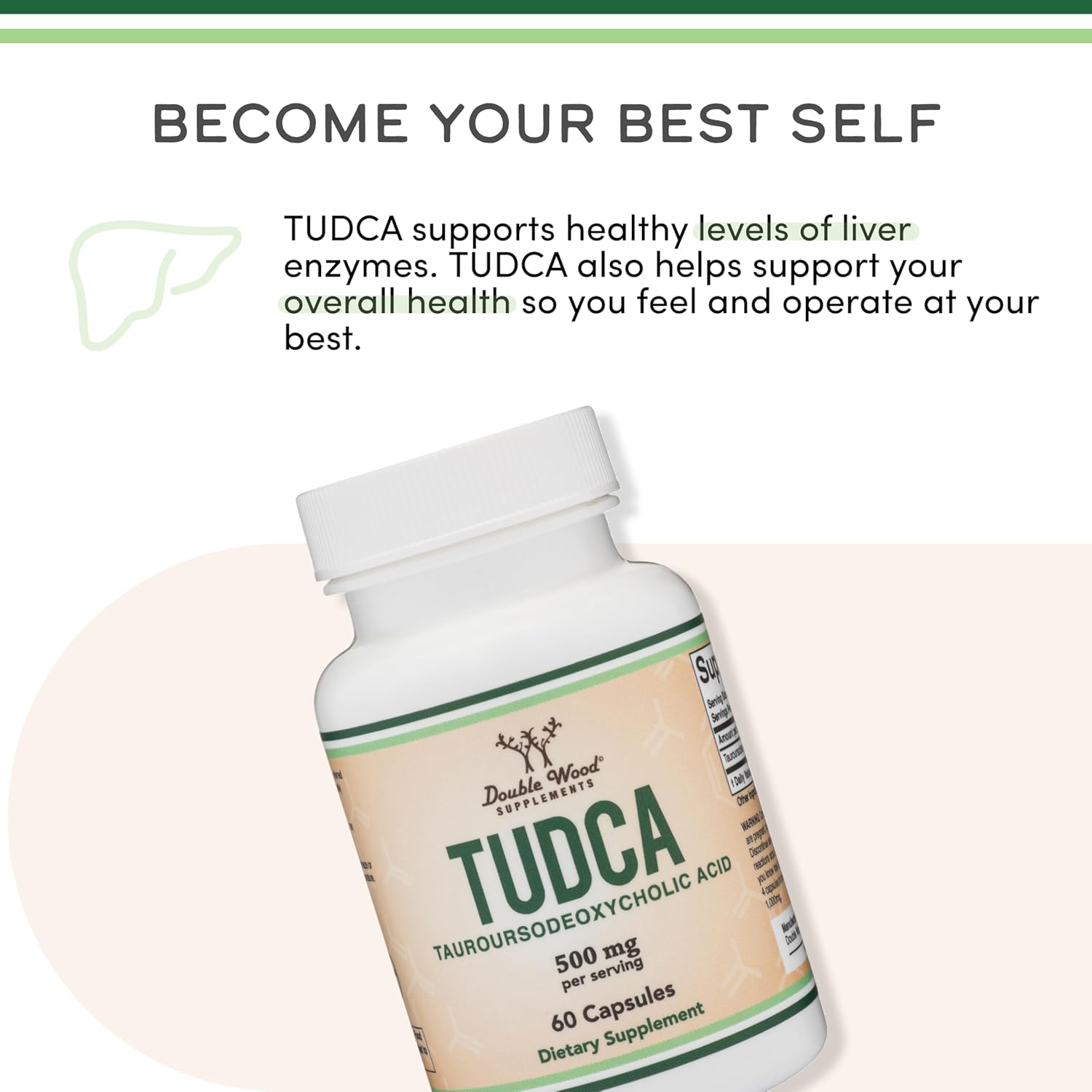 더블우드 투드카 TUDCA 타우로우르소데옥시콜릭산 500mg, 60캡슐 – 간 기능·담즙 흐름·세포 보호 지원 포뮬러