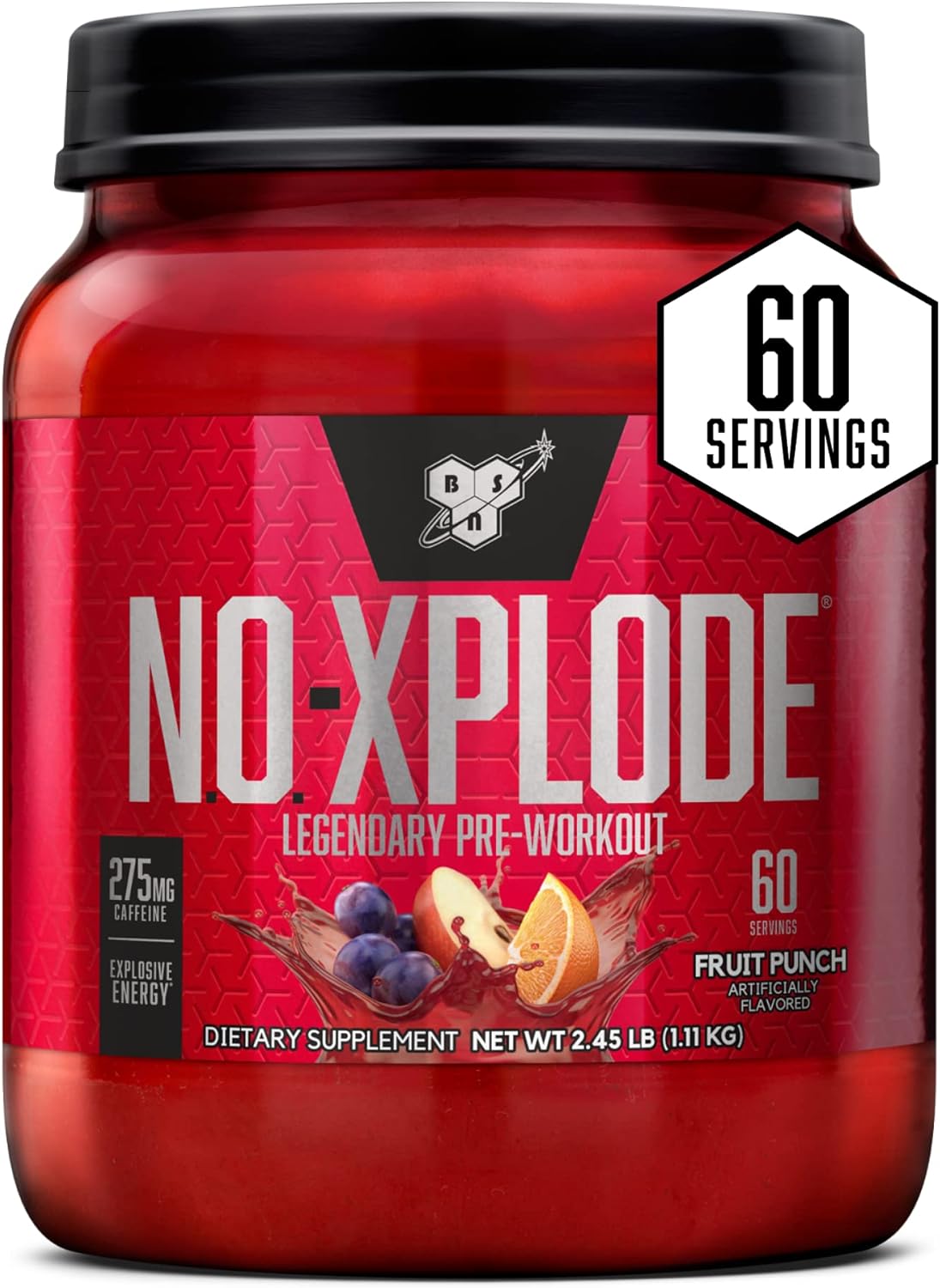비에스엔 노익스플로드 프리 워크아웃 파우더 60 Servings – 운동 전 섭취용 파우더