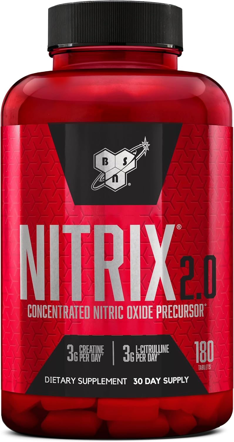 BSN 니트릭스 2.0 L-시트룰린 3g 크레아틴 3g 정제형 펌핑 운동 보충제