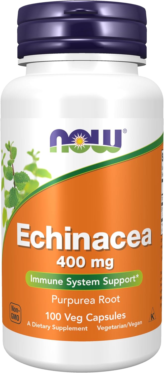 나우푸드 에키네시아 400mg 베지캡슐 – Echinacea Purpurea Root · Non-GMO · 비건 허브 보충제