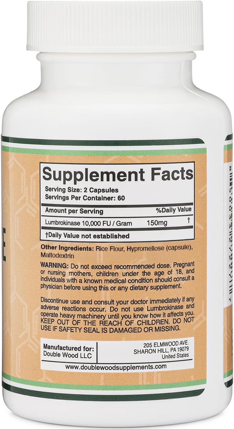더블우드 럼브로키나제 150mg, 120캡슐 – 혈액순환·전신 밸런스 지원