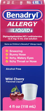 베나드릴 알레르기 리퀴드 디펜히드라민 와일드 체리 4 fl oz Benadryl Allergy Medicine Liquid