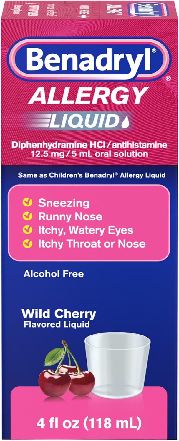 베나드릴 알레르기 리퀴드 디펜히드라민 와일드 체리 4 fl oz Benadryl Allergy Medicine Liquid