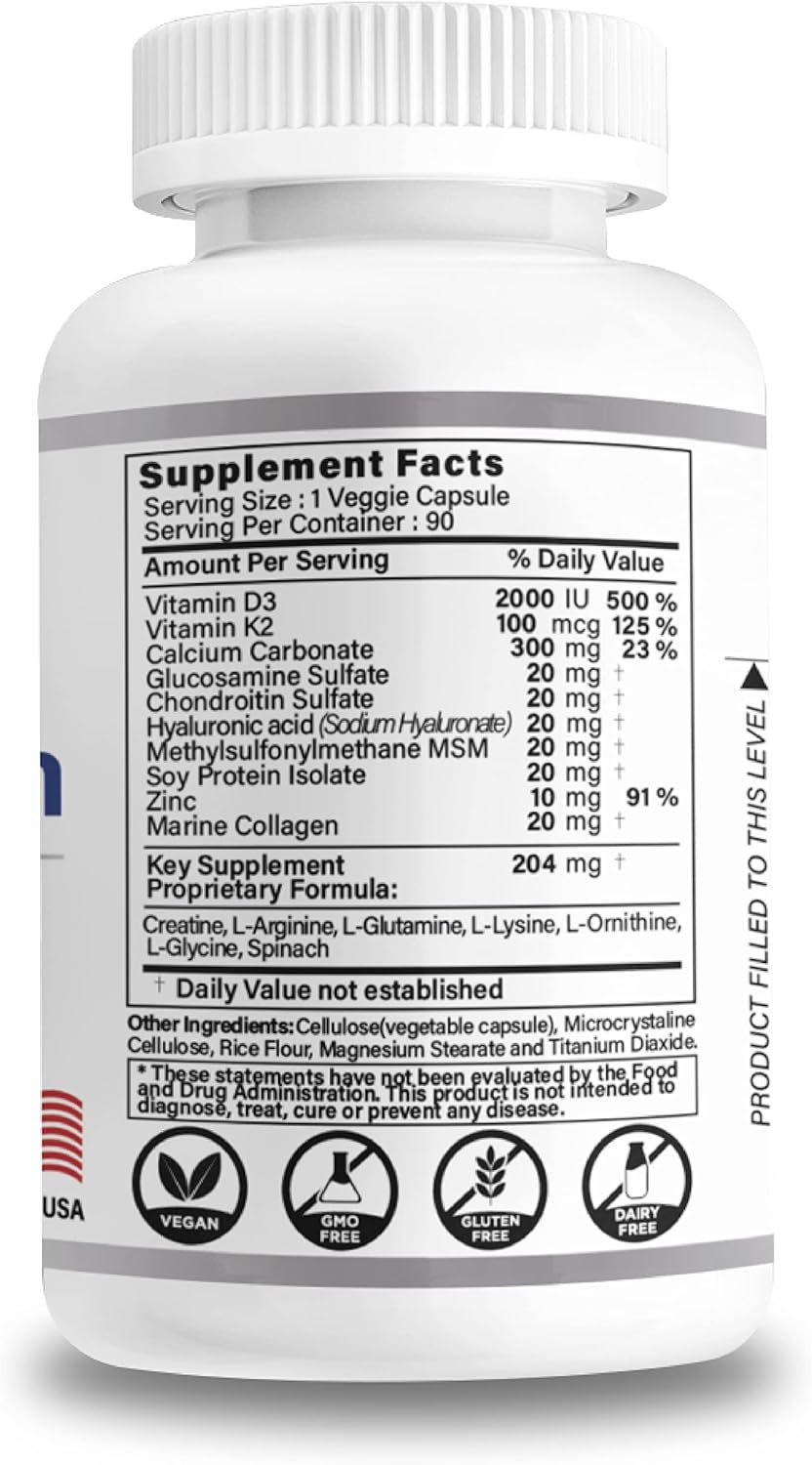 키서플리먼트 하이그로우 키성장 맥시마이저 – 뼈 밀도·관절 강화·자연 키 성장 지원, NON-GMO, 비건, 90캡슐