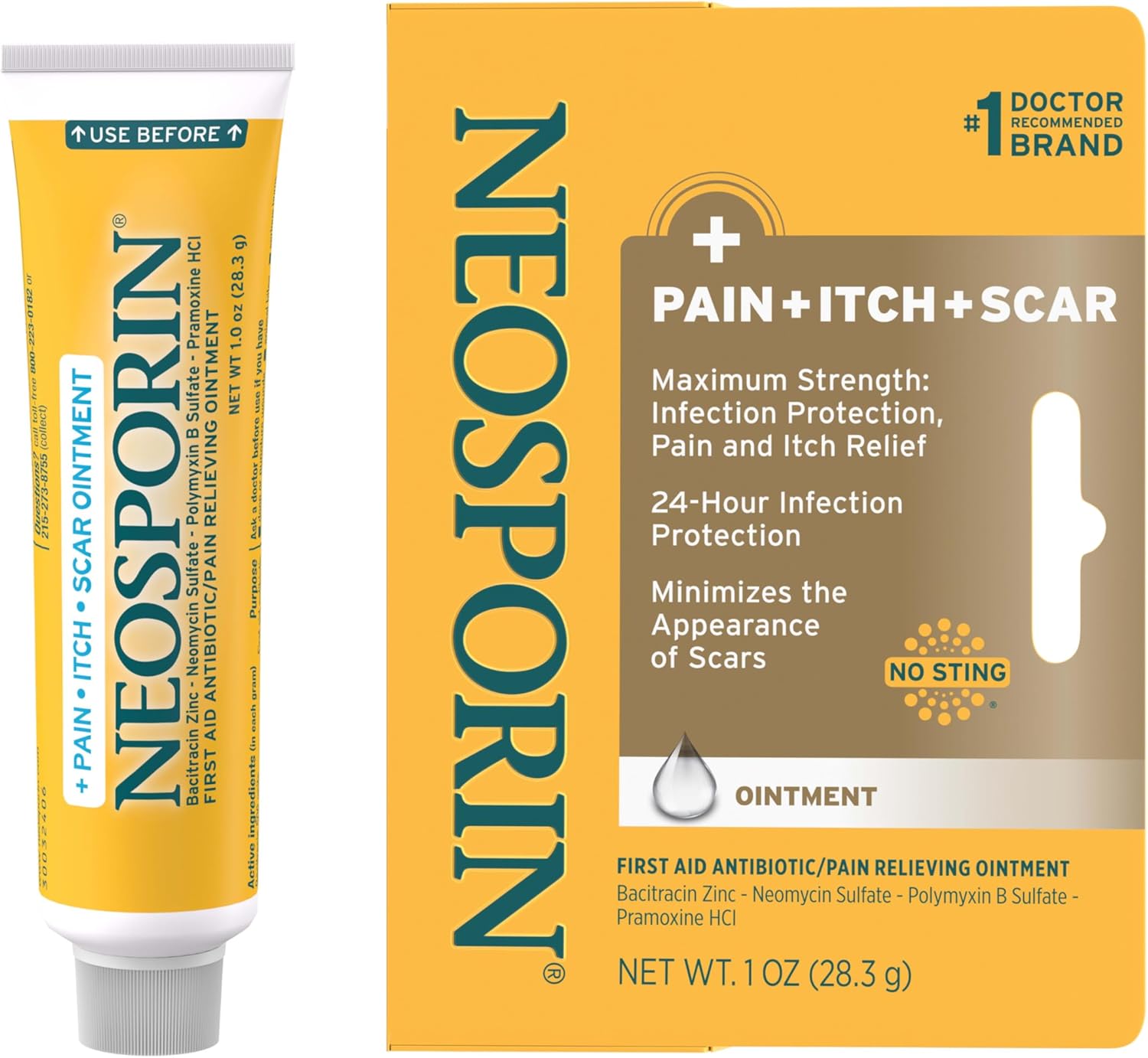 Neosporin Pain Itch Scar Triple Antibiotic Ointment 1 oz 네오스포린 상처 항생제 연고