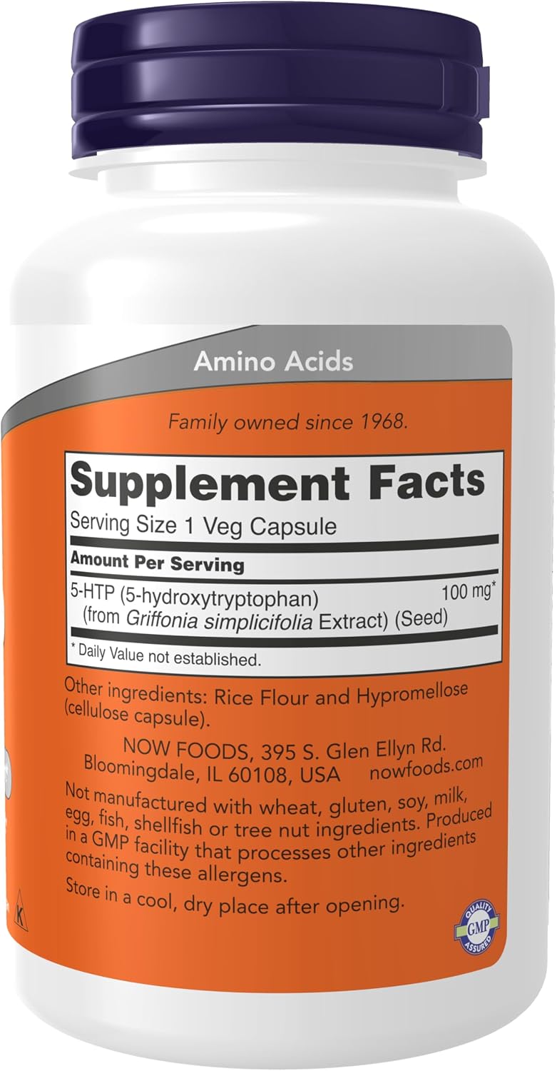 나우푸드 5-HTP 100mg – 120 베지캡슐 – 그리포니아 씨앗 유래 5-HTP로 편안한 휴식과 기분 균형 관리를 고려한 캡슐 제품