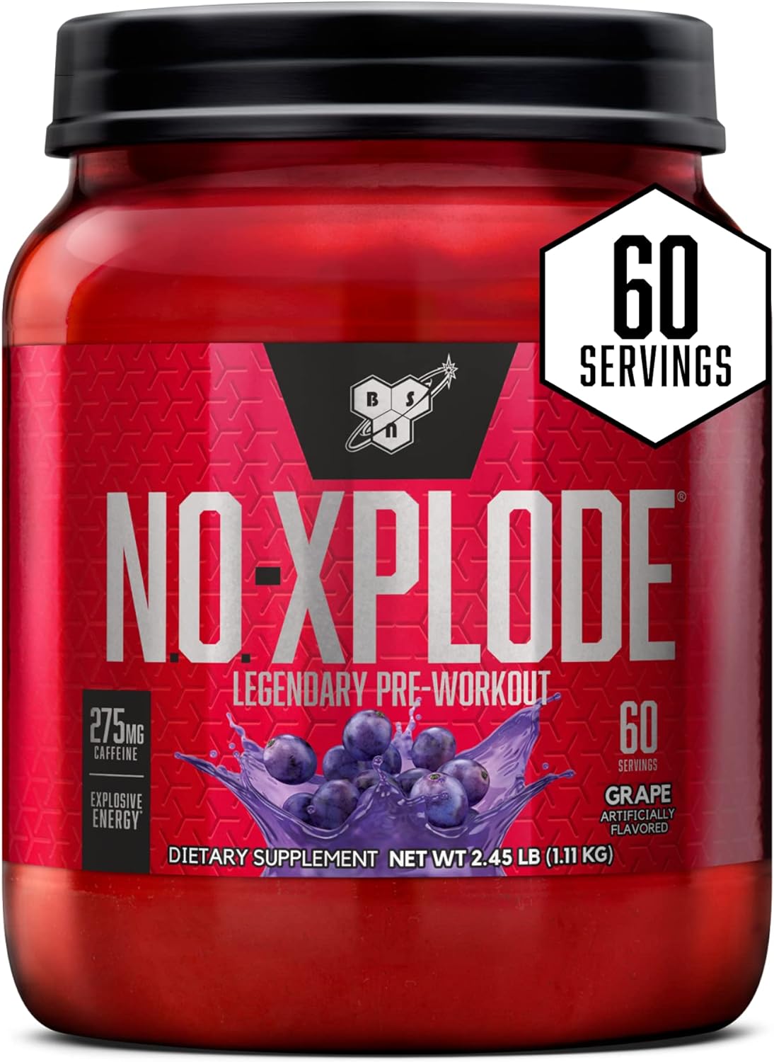 비에스엔 노익스플로드 프리 워크아웃 파우더 60 Servings – 운동 전 섭취용 파우더
