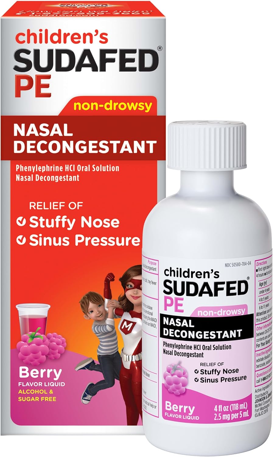 어린이 슈다페드 PE 베리맛 감기약 4 fl oz 118mL | Children's Sudafed PE